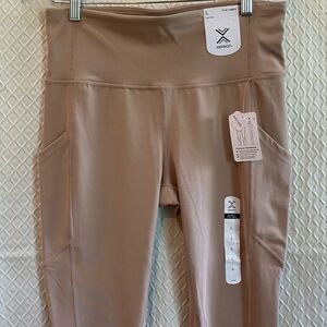 Xersion Women's Tan/Soft Pink Leggings. Large. Capri Style. NWT. Butter Soft!